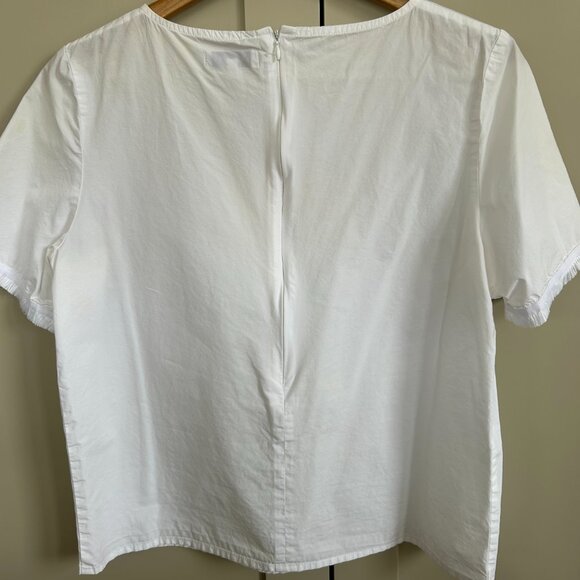 Samuji white cotton zip-up top with sleeve detail. - Picture 3 of 4